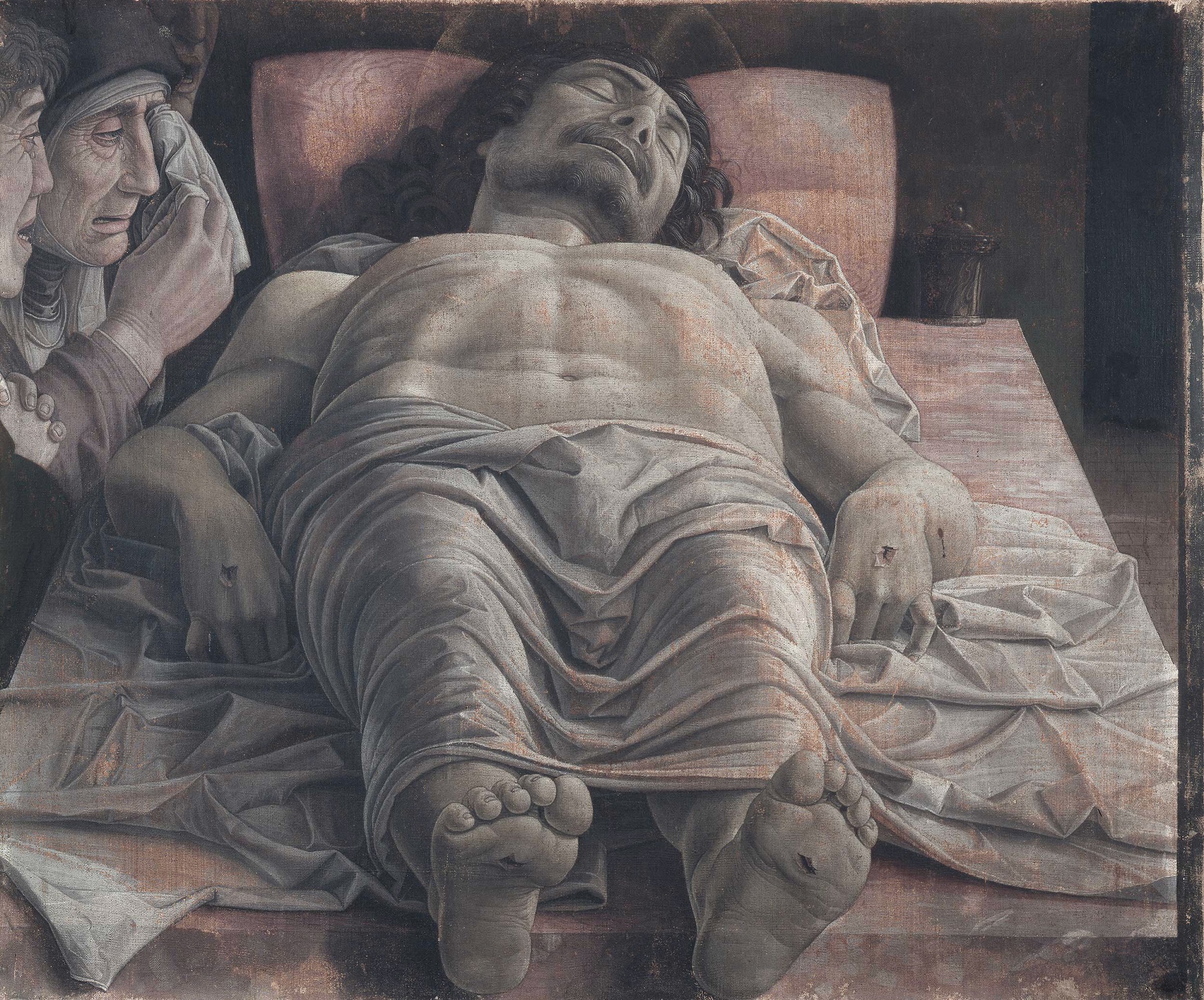 painting,The dead Christ , by Andrea Mantegna