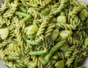 Pasta alla Genovese: fusilli with Pesto, green beans and potatoes