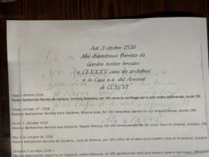 The 1526 payment receipt to Bartolomeo Beretta