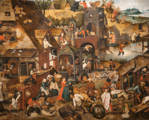 Pieter Brueghel the Younger, The Proverbs, 1606-1607 oil on panel Stadsmuseum, Lier